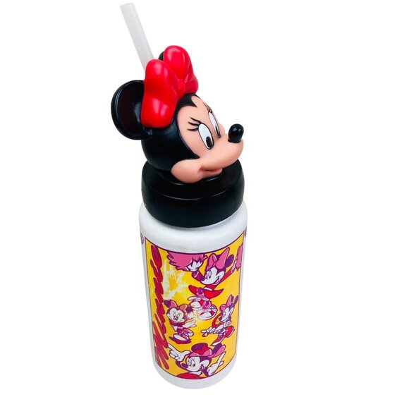Disney 3D Minnie Mouse Vintage 90s Plastic Water Bottle 13" Nostalgia Retro - Picture 2 of 9